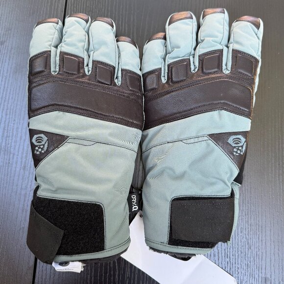 Mountain Hardwear Snojo Glove Men's Large Winter Nylon Leather Green Black New - Picture 2 of 8